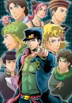  6+boys black_hair blonde_hair blue_eyes brown_hair coat comb dixie_cup_hat family giorno_giovanna hat hayako_imnj headband higashikata_jousuke higashikata_jousuke_(jojolion) hirose_yasuho johnny_joestar jojo_no_kimyou_na_bouken jojolion jonathan_joestar joseph_joestar_(young) kuujou_jolyne kuujou_joutarou military_hat multiple_boys pink_hair scarf stand_(jojo) steel_ball_run tusk_(stand) 