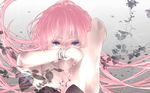  amakura_(islit) arm_behind_head armpits blue_eyes bracelet jewelry long_hair megurine_luka necklace pink_hair solo vocaloid 