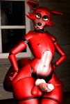  3d_(artwork) animal_genitalia animal_penis anthro balls bedroom_eyes canine_penis digital_media_(artwork) erection five_nights_at_freddy&#039;s foxy_(fnaf) girly half-closed_eyes hi_res knot looking_at_viewer machine male nude penis portrait rx1213 seductive solo source_filmmaker tongue tongue_out video_games wide_hips 