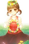  brown_eyes brown_hair doujima_nanako flower head_wreath hortensias persona persona_4 short_hair solo twintails 