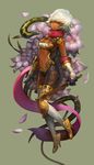  absurdres dagger dark_skin flower gd_choco gloves high_heels highres original shoes short_hair snake weapon white_hair yellow_eyes 