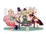  anger_vein belt bench blonde_hair blush boots bubble_skirt cape chopsticks cup dress earmuffs food ghost_tail green_dress green_eyes green_hair green_tea hat hata_no_kokoro heart japanese_clothes kariginu katari long_hair mask mononobe_no_futo multiple_girls new_mask_of_hope nigirizushi ofuda pink_hair plaid plaid_shirt ribbon sandals shirt silver_hair skirt smile soga_no_tojiko steam sushi tate_eboshi tea touhou toyosatomimi_no_miko tray yunomi 