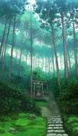  grass green highres nature no_humans original rope sakais3211 scenery shide shimenawa shrine stairs torii tree 