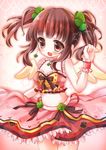  bad_id bad_pixiv_id blush brown_eyes brown_hair choker clover four-leaf_clover frills hair_ornament idolmaster idolmaster_cinderella_girls navel ogata_chieri open_mouth oshio_(dayo) short_hair solo star twintails wings 