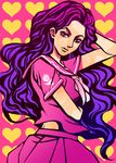  gradient_hair hidaka_(azurite) jojo_no_kimyou_na_bouken long_hair multicolored_hair pink_hair purple_eyes purple_hair school_uniform serafuku solo yamagishi_yukako 