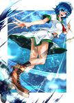  blue_eyes blue_hair boots breasts bubble chain hat highres medium_breasts murasa_minamitsu open_mouth sailor sailor_hat shipwreck skirt smile solo touhou umigarasu_(kitsune1963) underwater wet wet_clothes 