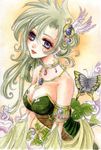  1girl breasts butterfly final_fantasy final_fantasy_iv green_hair highres jewelry lots_of_jewelry rydia solo 