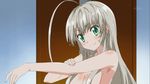  1girl animated animated_gif breasts censored cleavage convenient_censoring green_eyes haiyore!_nyaruko-san long_hair lowres nude nyarlathotep_(nyaruko-san) screencap 