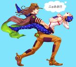  blonde_hair blue_eyes brown_hair gyro_zeppeli hat hood hoodie johnny_joestar jojo_no_kimyou_na_bouken k_(kktkk) long_hair multiple_boys parody spurs steel_ball_run 