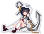  anchor black_hair green_eyes hat murasa_minamitsu raayu_(meltaway) sailor_collar sailor_hat short_hair sitting solo touhou 