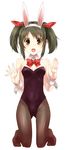  animal_ears bad_id bad_pixiv_id blush bow bunny_ears bunnysuit covered_navel detached_collar green_hair highres idolmaster idolmaster_cinderella_girls imai_kana open_mouth pantyhose paopao short_hair solo twintails white_background wrist_cuffs 