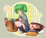  alternate_costume black_bra black_panties blush bow bow_bra bow_panties bra green_eyes green_hair hair_bobbles hair_ornament hakurei_reimu kirisame_marisa kisume long_hair machigai_darake_no_cthulhu_shinwa_trpg panties school_uniform skirt slippers snowchild solo squatting stuffed_toy touhou twintails underwear yukkuri_shiteitte_ne 