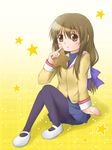  bad_id bad_pixiv_id brown_eyes brown_hair clannad hikarizaka_private_high_school_uniform ibuki_fuuko long_hair pantyhose sakura_yuuki school_uniform starfish 