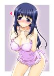  apron blue_eyes blue_hair blush breasts kurusugawa_ayaka large_breasts long_hair naked_apron shimamoto_harumi solo to_heart 