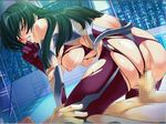  animated animated_gif black_hair breasts censored clothes green_eyes highres igawa_asagi insertion kagami kagami_hirotaka nipples object_insertion penis taimanin_asagi torn 