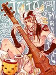  bad_id bad_pixiv_id braid drum feathers headband icoico instrument jojo_no_kimyou_na_bouken male_focus multicolored_hair native_american sandman_(sbr) sitar solo steel_ball_run tabla two-tone_hair 