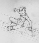  &lt;3 2018 anthro eldingo_(artist) fur jumping male parkour simple_background traditional_media_(artwork) young 