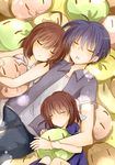  2girls bad_id bad_pixiv_id brown_hair child clannad closed_eyes couple dango_daikazoku dress family father_and_daughter furukawa_nagisa husband_and_wife mother_and_daughter multiple_girls okazaki_tomoya okazaki_ushio sailor_dress school_uniform short_hair sleeping ura_(ura-tennislove) 