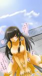  1boy 1girl abs bare_shoulders blush braid breasts brown_hair clitoris crying female fence girl_on_top hair_ornament hair_ribbon highres insertion large_breasts long_hair looking_at_viewer moving muvluv muvluv_alternative muvluv_alternative_total_eclipse muvluv_total_eclipse navel nipples nude open_mouth outdoors penis purple_eyes pussy rabinidaddo ribbon rooftop sex single_braid sketch sky takamura_yui tears text total_eclipse uncensored vaginal 