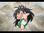  black_hair chibi chibiki closed_eyes crying fang flying_kick ganaha_hibiki idolmaster idolmaster_(classic) kicking kidachi letterboxed long_hair open_mouth ponytail puchimasu! solo tears very_long_hair 