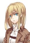  absurdres blue_eyes christa_renz hair_between_eyes highres paradis_military_uniform saberiii shingeki_no_kyojin short_hair solo tongue tongue_out upper_body 