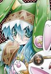  blue_hair blush bunny date_a_live eyepatch green_eyes hair_between_eyes hood long_hair long_sleeves open_mouth stuffed_animal stuffed_toy tears yoshino_(date_a_live) yoshinon 