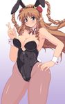  animal_ears blue_eyes breasts brown_hair bunny_ears bunny_tail bunnysuit cleavage detached_collar drill_hair highres kihaiu large_breasts leotard long_hair neige_hausen pantyhose pointy_ears ribbon super_robot_wars super_robot_wars_og_saga_mugen_no_frontier super_robot_wars_og_saga_mugen_no_frontier_exceed tail wrist_cuffs zipper 