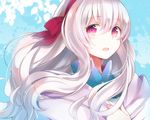  hair_ribbon kagerou_project kozakura_marry long_hair ocha_(hutuumikan) red_eyes ribbon silver_hair solo souzou_forest_(vocaloid) tears 