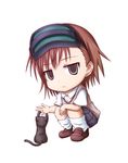  brown_eyes brown_hair cat chibi empty_eyes head_mounted_display highres kuena misaka_imouto school_uniform short_hair solo to_aru_kagaku_no_railgun to_aru_majutsu_no_index 