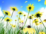  back bad_id bad_pixiv_id blonde_hair bug cloud day field flower insect kagamine_rin ladybug noroi_no_megane_(vocaloid) sky solo sunflower vocaloid yoko_(kokoneko) 