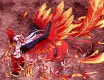  bird fiery_wings fire fujiwara_no_mokou phoenix shibasaki_shouji solo touhou wings 