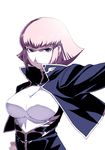  angry breasts gundam haman_karn jacket large_breasts pink_hair purple_eyes short_hair solo tasaka_shinnosuke zeta_gundam 