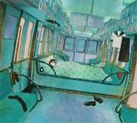  bad_id bad_pixiv_id banned_artist bed kumaori_jun lying original school_uniform serafuku shoes sleeping socks solo train_interior under_covers vanishing_point 