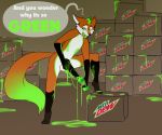  2018 anthro balls beverage big_penis black_penis bottle box breast_milking canine colored_cum cum cum_everywhere cumshot dialogue dipstick_tail ejaculation english_text excessive_cum flashingfox_(character) food fox fur girly gloves_(marking) green_cum green_eyes green_fur green_hair green_tongue hair lactating male mammal markings messy mommajo_(artist) mountain_dew multicolored_tail nude orange_fur orgasm penis penis_milking raised_leg socks_(marking) solo standing teenager text tongue uncut unusual_cum white_balls white_fur young 