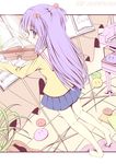  bad_id bad_pixiv_id barefoot beamed_eighth_notes caidychen clannad dango_daikazoku hair_bobbles hair_ornament hikarizaka_private_high_school_uniform ichinose_kotomi instrument long_hair looking_back music_stand musical_note purple_eyes purple_hair quarter_note school_uniform sheet_music soles solo treble_clef two_side_up violin 