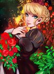  1girl beatrice_(umineko) blonde_hair blue_eyes commentary_request flower rose solo umineko_no_naku_koro_ni wonagi 