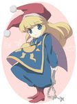  blonde_hair charlotte_(seiken_densetsu_3) child flail hat long_hair rabite seiken_densetsu seiken_densetsu_3 shalion solo weapon 