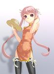  bamboo_steamer china_dress chinese_clothes dress original pink_eyes pink_hair solo takase_hiro thighhighs twintails waitress 