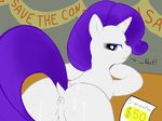  2013 after_sex anus blue_eyes butt cum cum_on_butt english_text equine female feral friendship_is_magic fur hair horn horse mammal my_little_pony pony prostitute purple_hair rarity rarity_(mlp) text unicorn vulapa white_fur 