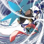  absurdres frog full_body greninja highres kuji-in long_tongue mega_greninja mega_pokemon mhxbump ninja pokemon pokemon_(creature) shuriken solo tongue upside-down water weapon 