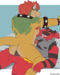 anal anal_penetration anthro arm_hair armband armpit_hair balls barazoku bed black_body black_fur blush body_hair bowser bracelet chest_hair crossover duo erection facial_hair fangs felid feline fur furniture generation_7_pokemon genitals green_body green_scales grey_body grey_fur hi_res horn humanoid_genitalia humanoid_penis incineroar jewelry koopa leg_hair male male/male mammal mario_bros muscular muscular_anthro muscular_male nintendo nipples nude pantherine pecs penetration penile penis pokemon pokemon_(species) red_body red_fur reptile scales scalie smile spiked_armband spiked_bracelet spikes stripes teeth text tiger tongue tongue_out yellow_body yellow_scales zordykeaboo