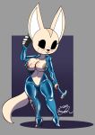 2023 5_fingers abstract_background aggretsuko anthro areola big_breasts black_eyes black_nose blood blood_on_breast blood_on_clothing blood_on_face blood_on_hand blood_on_leg blue_bodysuit blue_clothing blue_skinsuit bodily_fluids bodysuit breasts brown_areola brown_nipples canid canine cellphone clothed clothed_anthro clothed_female clothing collarbone dated electronics empty_eyes eyelashes female female_anthro fennec_fox fenneko fingers footwear fox front_view full-length_portrait fur hammer hi_res high_heels holding_cellphone holding_hammer holding_object holding_phone holding_smartphone holding_tool humanoid_hands latex latex_bodysuit latex_clothing latex_skinsuit mammal navel nipple_outline nipples open_bodysuit open_mouth phone pointy_ears portrait prick_ears sanrio shoes signature skinsuit smartphone solo standing tail tan_body tan_ears tan_fur tan_tail tight_clothing tools true_fox wayesh white_inner_ear wide_hips