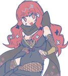  1girl absurdres asymmetrical_legwear belt black_scarf bodystocking breasts cleavage clothing_cutout facial_mark fire_emblem fire_emblem_engage fire_emblem_heroes fishnet_bodystocking fishnet_thighhighs fishnets hair_ornament highres large_breasts ninja scarf shuriken shuriken_hair_ornament side_cutout solo star_(symbol) star_facial_mark star_hair_ornament suzuhi21 thighhighs thighs weapon yunaka_(fire_emblem) yunaka_(stealthy_imitator)_(fire_emblem) 