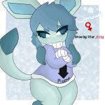 andromorph animal_humanoid anthro big_butt butt clothing eeveelution female generation_4_pokemon glaceon hair hi_res humanoid intersex kemono nintendo oversized_clothing pantsless_anthro pokemon pokemon_(species) short_hair solo starelly thiccc thick_thighs
