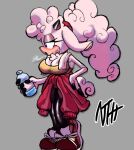 anthro blue_eyes bodily_fluids bottle bovid breasts caprine cleavage clothed clothing container female fur hi_res horn idw_publishing lanolin_the_sheep_(sonic) mammal n_t_h1 sega sheep solo sonic_the_hedgehog_(comics) sonic_the_hedgehog_(idw) sonic_the_hedgehog_(series) sweat water_bottle wool_(fur)