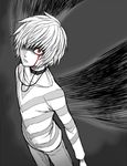  accelerator black_wings blood bloody_tears folks_(nabokof) greyscale jewelry male_focus monochrome necklace solo tears to_aru_majutsu_no_index wings 