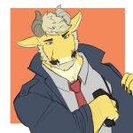 anthro arm_hair barazoku beard body_hair clothing dragon facial_hair fangs gino_bobino gun hi_res home_zomewhere_else horn jacket male muscular muscular_anthro muscular_male mustache mythological_creature mythological_scalie mythology ranged_weapon scales scalie solo teeth topwear weapon yellow_body yellow_scales zordykeaboo