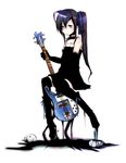  bad_id bad_pixiv_id bare_shoulders bass_guitar black_hair collarbone floating green_eyes instrument kona_sleipnir long_hair original ponytail rickenbacker sitting solo thighhighs zettai_ryouiki 