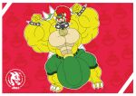 absurd_res alternate_universe anthro balls belt belt_collar big_balls big_bulge big_muscles big_penis black_jewelry black_necklace bottomwear bowser_jr. bowser_jr._logo bulge claws clothed clothing collar evil_face evil_look eyebrows flat_colors genitals gold_(metal) gold_jewelry green_bottomwear green_clothing green_head green_shell green_shorts hair hi_res horn huge_balls huge_bulge huge_penis hyper hyper_balls hyper_bulge hyper_genitalia hyper_penis jdbo-arts jewelry koopa koopa_shell logo logo_on_clothing looking_at_viewer male mario_bros multicolored_body muscle_tone muscular necklace nintendo partially_clothed pattern_background penis red_eyebrows red_eyes red_hair scalie sharp_teeth shell short_stack shorts simple_background solo spiked_collar spikes tail_hair teeth turtle_shell two_tone_body white_claws white_sclera yellow_body