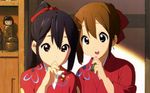  bad_id bubble bubble_blowing bubble_pipe hair_ornament hair_ribbon hairclip highres hirasawa_yui japanese_clothes k-on! kimono multiple_girls nakano_azusa ponytail ribbon wallpaper yuiazu_(unit) yukata 